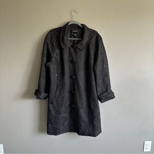 Lane Bryant Black Metallic Floral Trench Coat 22